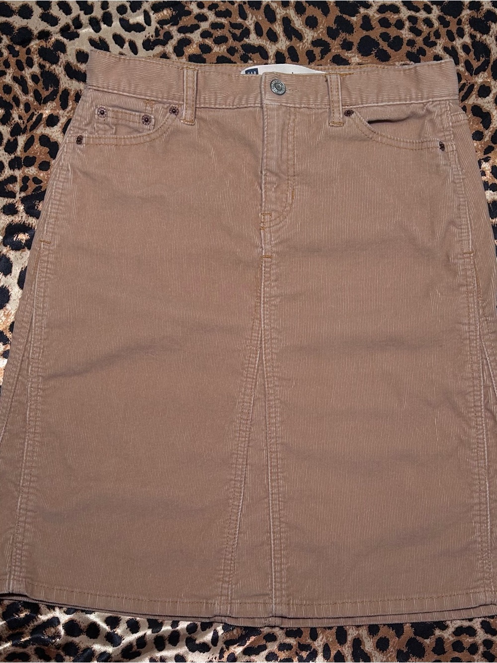 Vintage Y2K Gap Tan Corduroy A-Line Midi Skirt